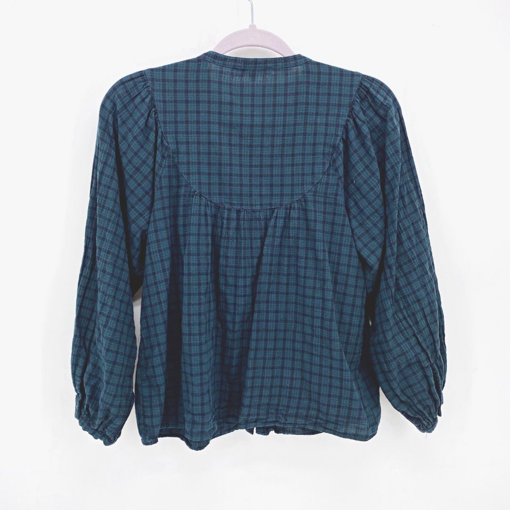 Madewell Plaid Balloon-Sleeve Peasant Top - Picture 6 of 11
